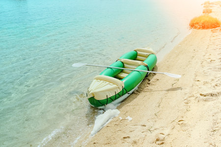 beautiful boat in the sea on nature backgroundの写真素材