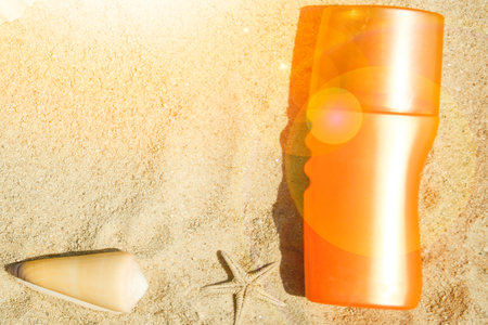 beautiful cream with shells in the sand