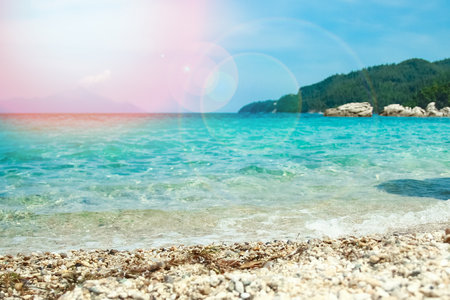 beautiful nature by the sea on nature in the park backgroundの写真素材
