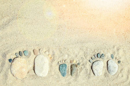 beautiful traces of stones by the sea greece on nature backgroundの写真素材