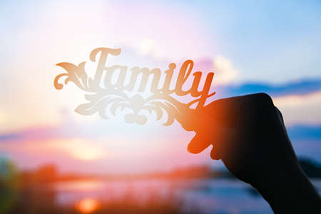 in the hands silhouette of the name on the natureの写真素材