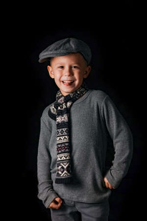 happy dude baby on black background