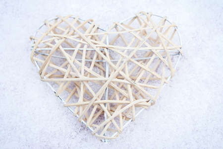 valentine's day in love in winter and snowの写真素材