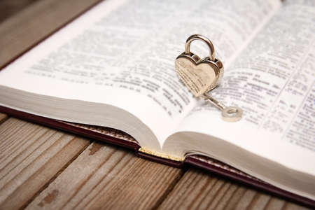 Bible and happy valentine's day in loveの写真素材