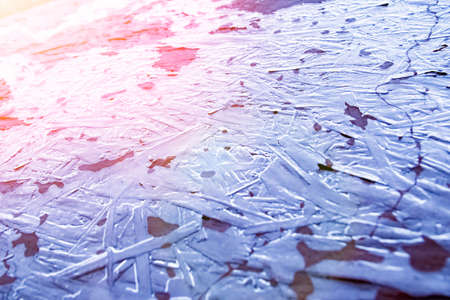 ice on the roof in the park winter background