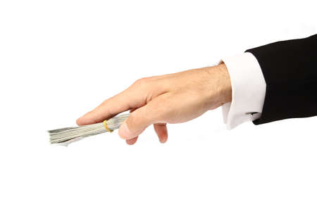Business Money dollars in the hands on a white background