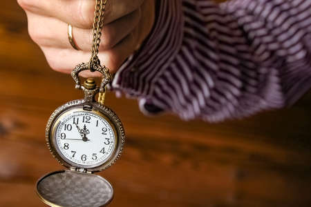 pocket watch in the hands of a man