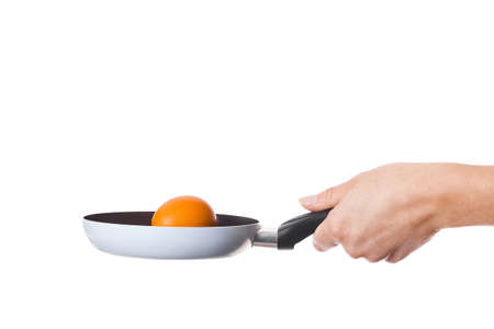pan in hands on a white background