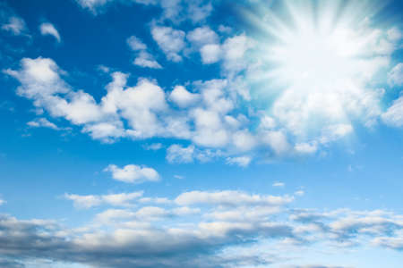 Fantastic soft white clouds against blue sky