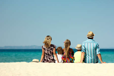 Happy family play  on the beachの写真素材
