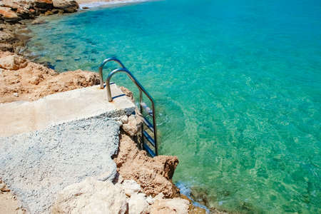beautiful stairway in the sea on nature backgroundの写真素材