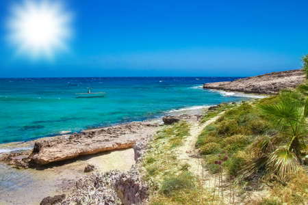 beautiful beach with waves in the nature of the backgroundの写真素材