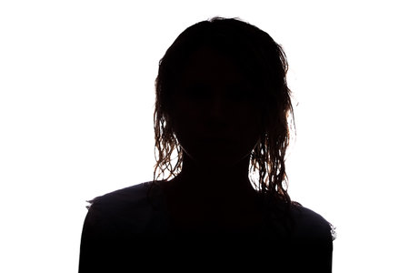 silhouette of a girl on a white backgroundの写真素材