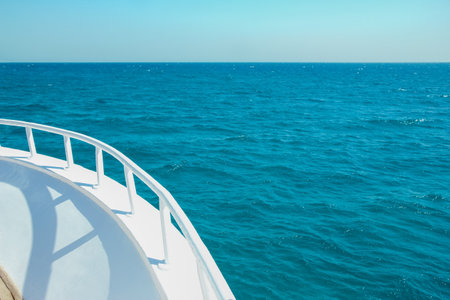Stylishly beautiful ship yacht in the sea background