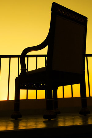 Stylish beautiful silhouette of chairs on the background of natureの写真素材