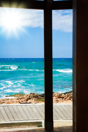 beautiful path in the sea on a nature backgroundの写真素材