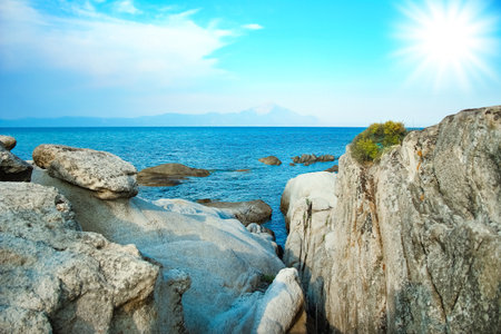 beautiful sea in greece on nature backgroundの写真素材