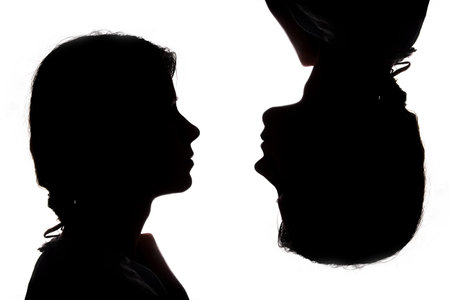 silhouette of a girl on a white backgroundの写真素材