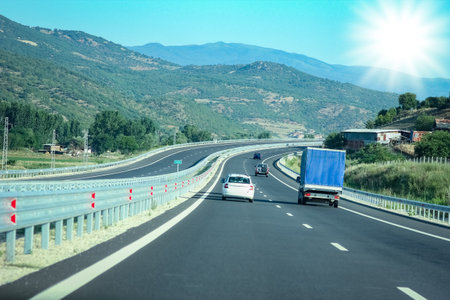 paved road way trip weekend travelの写真素材