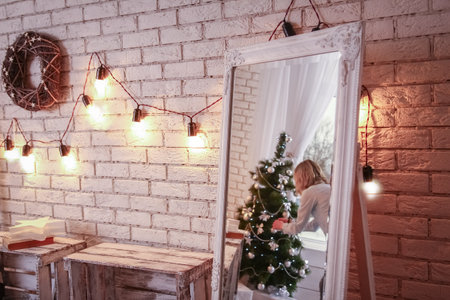 happy christmas house backgroundの写真素材