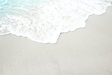 Beautiful sea and sand on the shore vacation travel backgroundの写真素材
