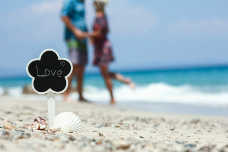 Happy couple at the seaside vacation travel weekendの写真素材