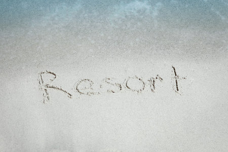 Beautiful sea and sand on the shore vacation travel backgroundの写真素材