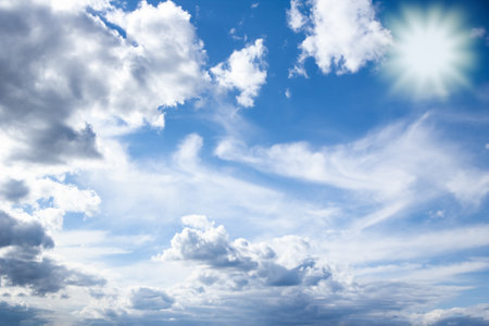 beautiful sky clouds in nature in an atmosphere of clean airの写真素材
