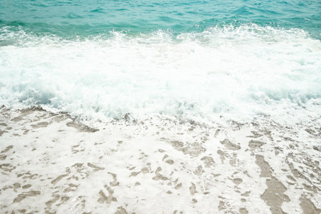 Beautiful sea and sand on the shore vacation travel background