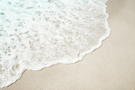 Beautiful sea and sand on the shore vacation travel backgroundの写真素材
