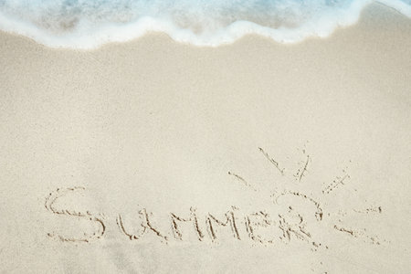 Beautiful sea and sand on the shore vacation travel backgroundの写真素材