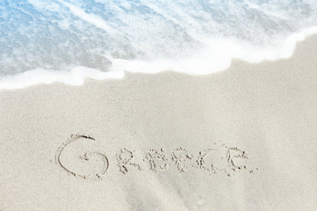 Beautiful sea and sand on the shore vacation travel backgroundの写真素材