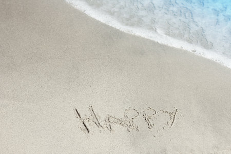 Beautiful sea and sand on the shore vacation travel backgroundの写真素材
