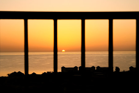 Beautiful early sunset on the sea background