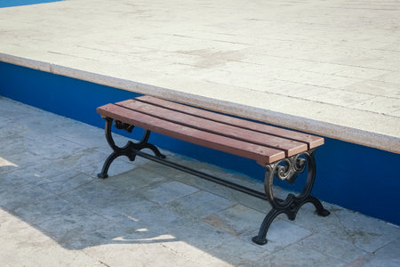 park bench outdoors by the sea travelの写真素材