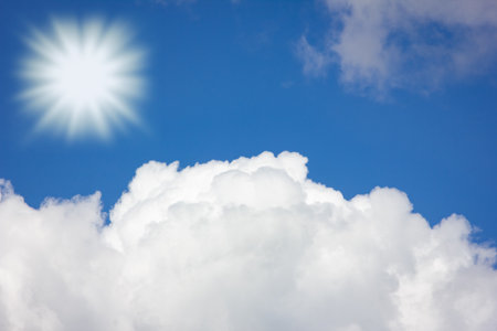 blue sky white clouds on nature summer weather backgroundの写真素材