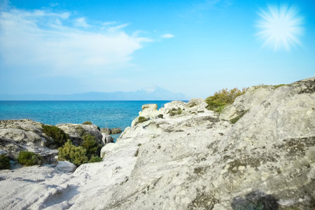 beautiful sea in greece on nature backgroundの写真素材