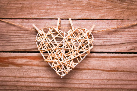 happy valentine's day in love and clothes pegsの写真素材