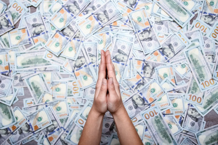 Dollars in the hands of a businessman for a trip to the rest of the shopsの写真素材