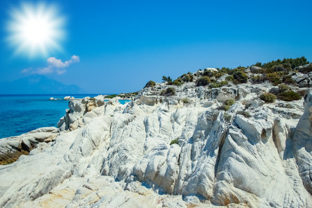 beautiful sea in greece on nature backgroundの写真素材