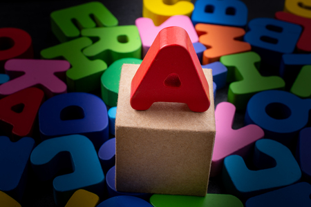 Colorful Letters of Alphabet made of woodの写真素材