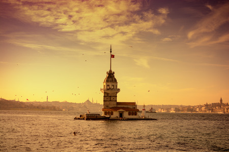 Maidens Tower located in the middle of Bosporusのeditorial素材