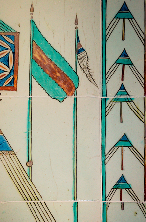 Ottoman ancient Handmade Turkish Tiles with floral patternsの写真素材