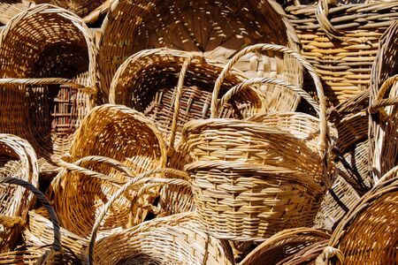 New wicker wicker baskets at the bazaarの写真素材