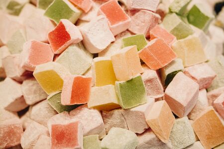 Load of traditional turkish delight lokum sugar coated soft candy