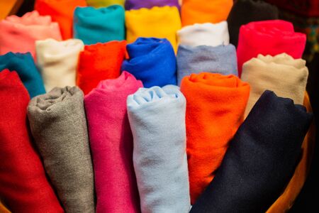 Examples of colorful fabric of various color and typeの写真素材