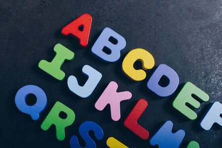 Alphabet  ABC  wooden  letters for early education conceptの写真素材