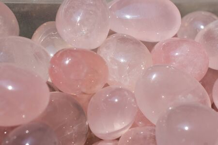 tumbled Rose Quartz gem stone as mineral rock specimen