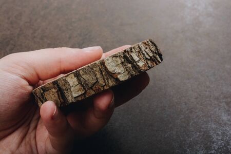 small piece of cut wood log used for  wood texture backgroundの写真素材