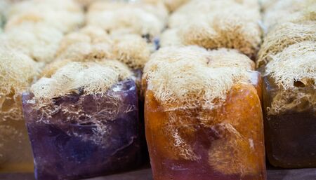 Handmade natural soap,  spa, beauty skincare concept.